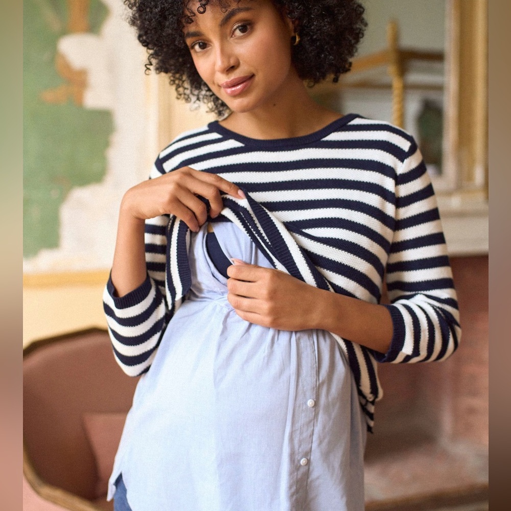 Seraphine Maternity & Nursing Layered Sweater+Tank - Picture 4 of 16